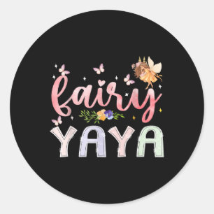 Fairy Yaya Magical Floral Birthday Girl Fairytale Classic Round Sticker