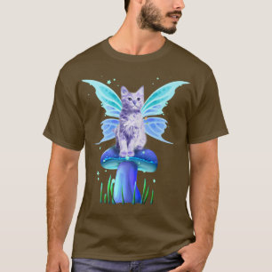 Fairycore Aesthetic Cottagecore Fairy Cat On A Mus T-Shirt