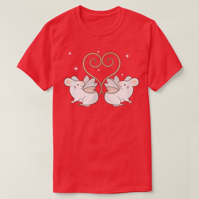 Fairycore Aesthetic Cute Fairy Rat Mouse Tail Hear T-Shirt (Design Front)