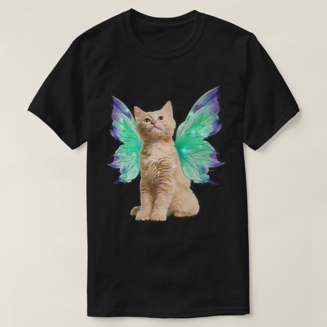 Fairycore Aesthetic Fairy Cat Realistic Faecore T-Shirt (Design Front)