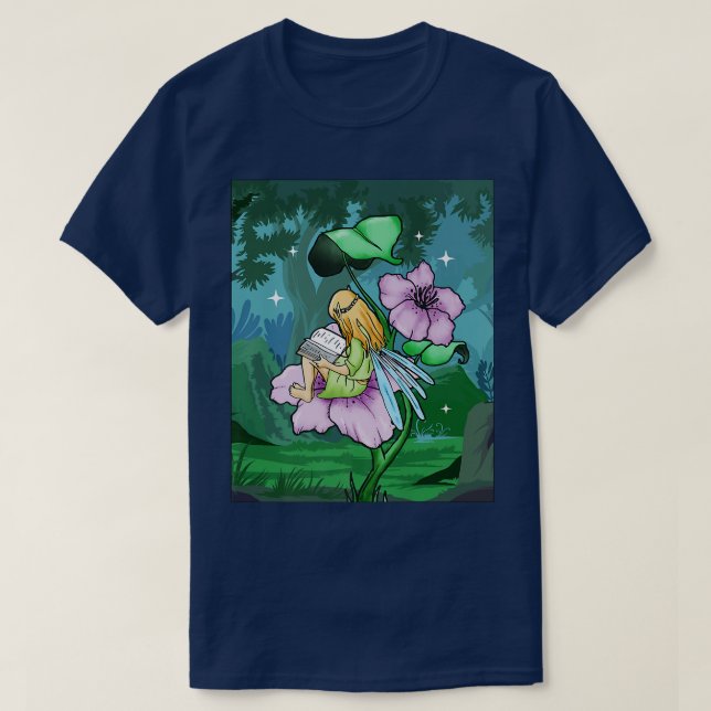 Fairycore Aesthetic Fairy Reading Book Lover Cotta T-Shirt (Design Front)