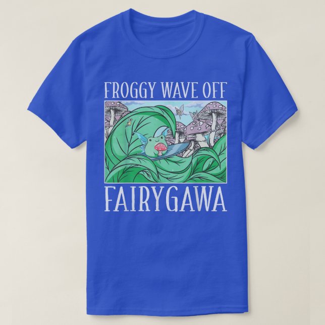 Fairycore Aesthetic Kawaii Frog Fairy Kanagawa Wav T-Shirt (Design Front)