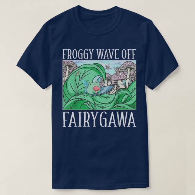 Fairycore Aesthetic Kawaii Frog Fairy Kanagawa Wav T-Shirt (Design Front)