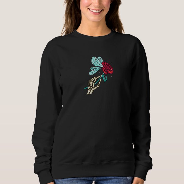 Fairycore Aesthetic Rose Skeleton Fairy Core Grung Sweatshirt (Front)
