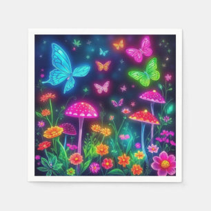 Fairycore-Butterflies Flowers and Mushrooms Napkin