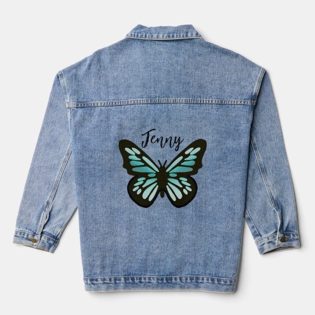 Fairycore, butterfly, named denim jacket (Back)