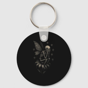 Fairycore Emo Goth Tee Sad Crying Skeleton Fairy G Key Ring