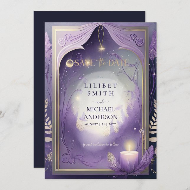 Fairycore Fairytale Save the Date Enchanted Fores Invitation (Front/Back)