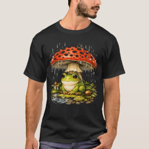 Fairycore Frog Under Mushroom Whimsical Aesthetic T-Shirt