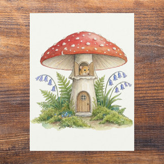 Fairycore Mouse Mushroom House Blank Postcard