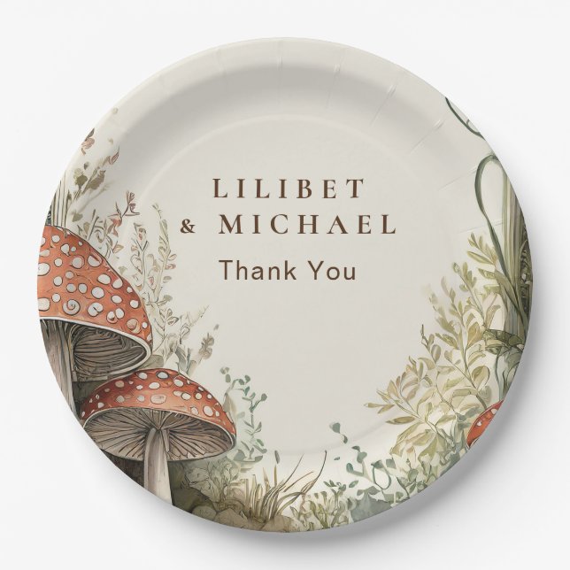 FAIRYCORE Mushrooms Goblincore Custom Party Paper Plate (Front)