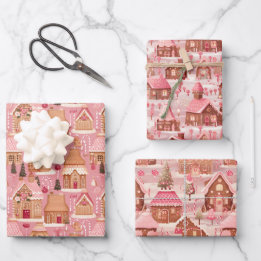 Fairycore Pink Christmas Scenes Coordinating Wrapping Paper Sheet
