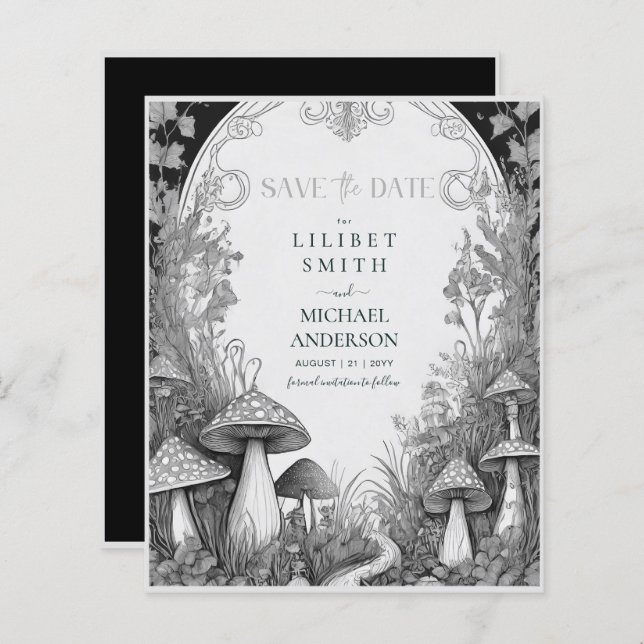 Fairycore Save the Date Goblincore Mushrooms (Front/Back)