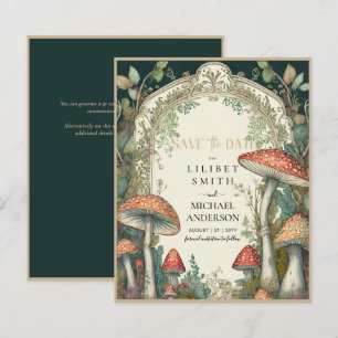 Fairycore Save the Date Green Gold Woodland