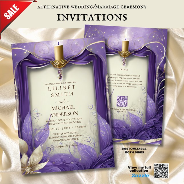 FAIRYCORE WEDDING INVITATION FAIRYTALE PURPLE GOLD (Creator Uploaded)