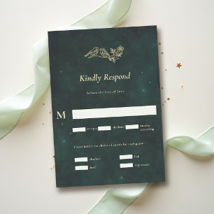 Fairycore Woodland Emerald Green Magical Wedding RSVP Card