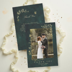 Fairycore Woodland Emerald Green Magical Wedding Thank You Card