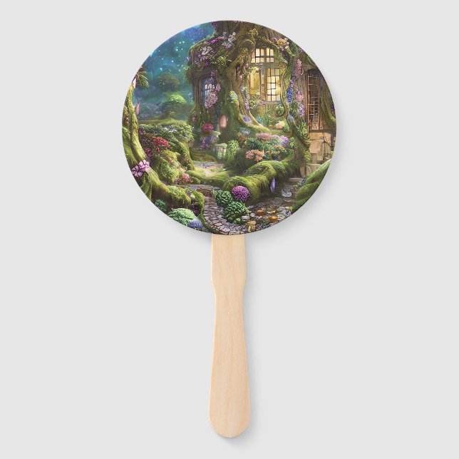 Fairyland Forest Graphic Hand Fan (Front)
