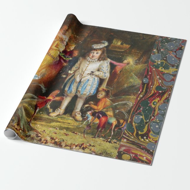 FAIRYLAND - Little Prince Among Wood Fairies Wrapping Paper (Unrolled)