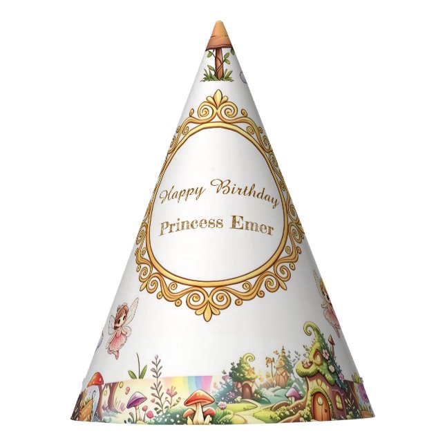 Fairyland Magic Rainbow Birthday Enchanted Party Hat (Front)