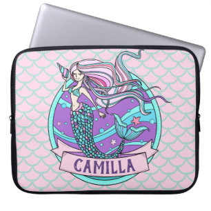 Fairyland Mermaid Cute Dainty Pink Personalised Laptop Sleeve