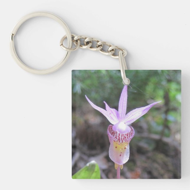 Fairyslipper Orchid Flower Key Ring (Front)