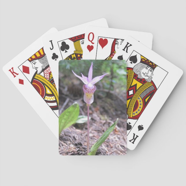 Fairyslipper Orchid Flower Playing Cards (Back)