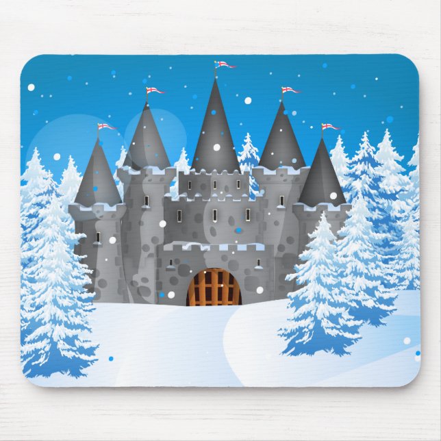 Fairytail Castle Winter Snow Mouse Mat (Front)