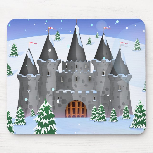 Fairytail Castle Winter Snow Mouse Mat (Front)