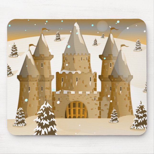 Fairytail Castle Winter Snow Mouse Mat (Front)