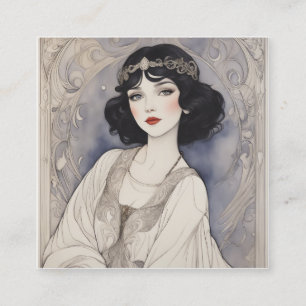 Fairytale art nouveau square business card