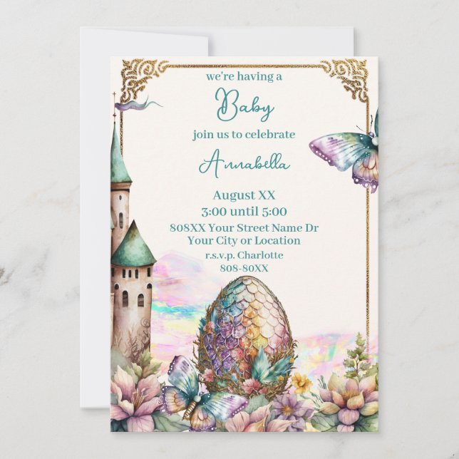Fairytale Baby Dragon Egg Invitation (Front)