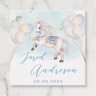 Fairytale baby Pony Blue balloons star Birthday Favour Tags