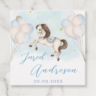 Fairytale baby Pony Blue balloons star Birthday Favour Tags