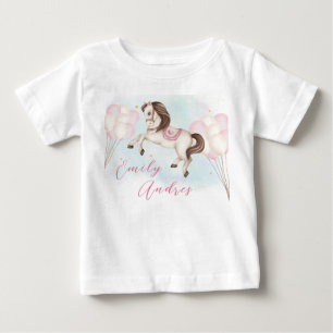 Fairytale baby Pony pink balloon Birthday girl T-Shirt