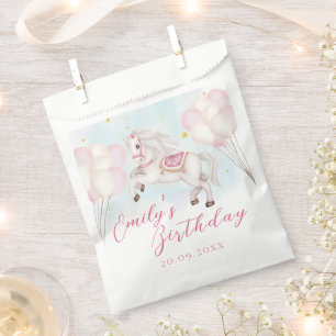 Fairytale baby Pony pink balloons star Birthday Favour Bags