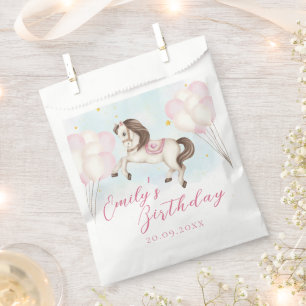 Fairytale baby Pony pink balloons star Birthday Favour Bags