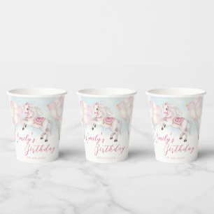 Fairytale baby Pony pink balloons star Birthday Paper Cups