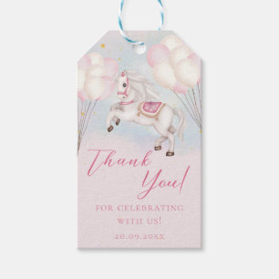 Fairytale baby Pony pink balloons stars Thank you Gift Tags