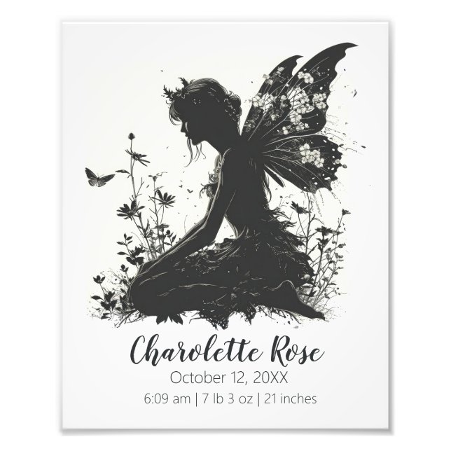 Fairytale Baby Shower gift | Birth Stats Poster (Front)