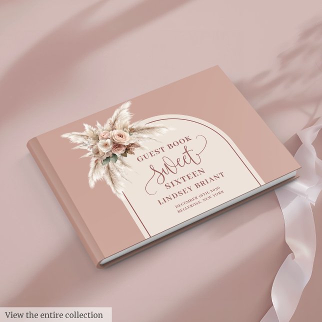 Fairytale Boho Dusty Pink Pampas Floral Arch 16th Guest Book (Fairytale Boho Dusty Pink Pampas Floral Arch Sixteen

)