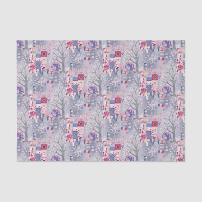 Fairytale Books and Magical Creatures Grey Tissue Paper (Front)