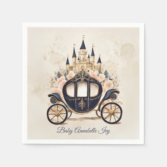 Fairytale Carriage and Castle Napkin (Front)