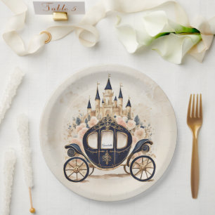 Fairytale Carriage and Castle Paper Plate