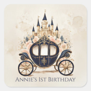Fairytale Carriage and Castle Square Sticker