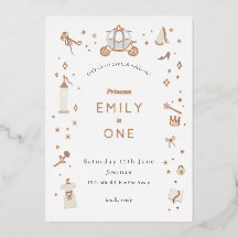 Fairytale Carriage Princess Party Foil Invitation
