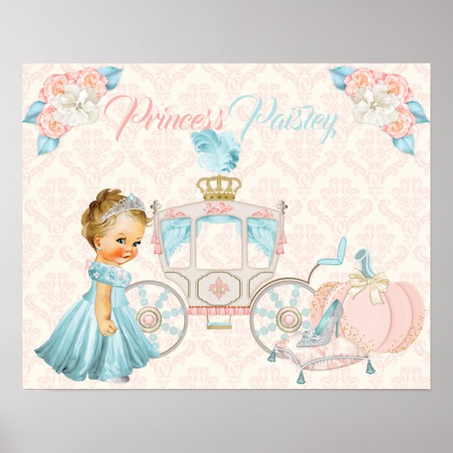 Fairytale Carriage Princess Personalised Nursery Poster (Front)