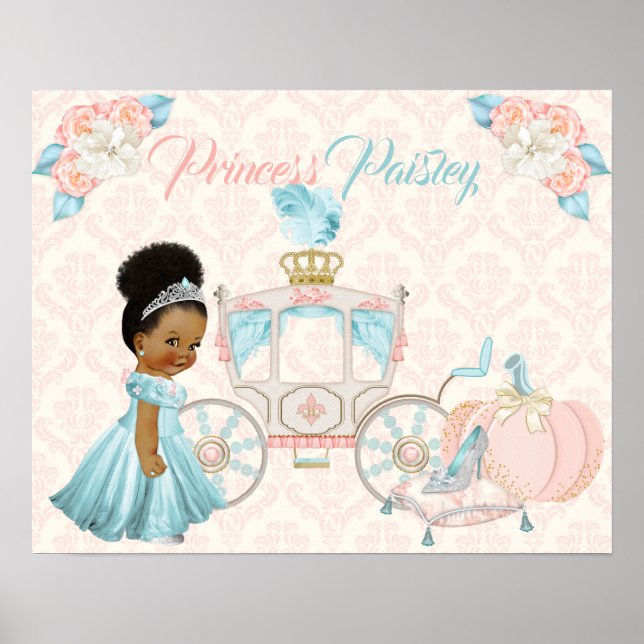 Fairytale Carriage Princess Personalized Nursery Poster (Front)