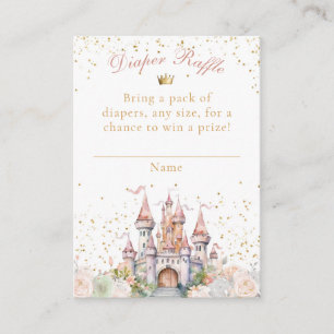 Fairytale Castle Blush Gold Shower Diaper Raffle Enclosure Card