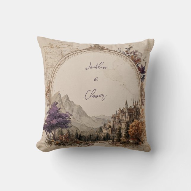 Fairytale Castle Circle Enchanted Wedding  Cushion (Front)